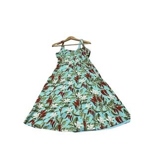 Show Me Your MUMU SunDress Tropical Flared Straps Lined Cotton Back Zip Large